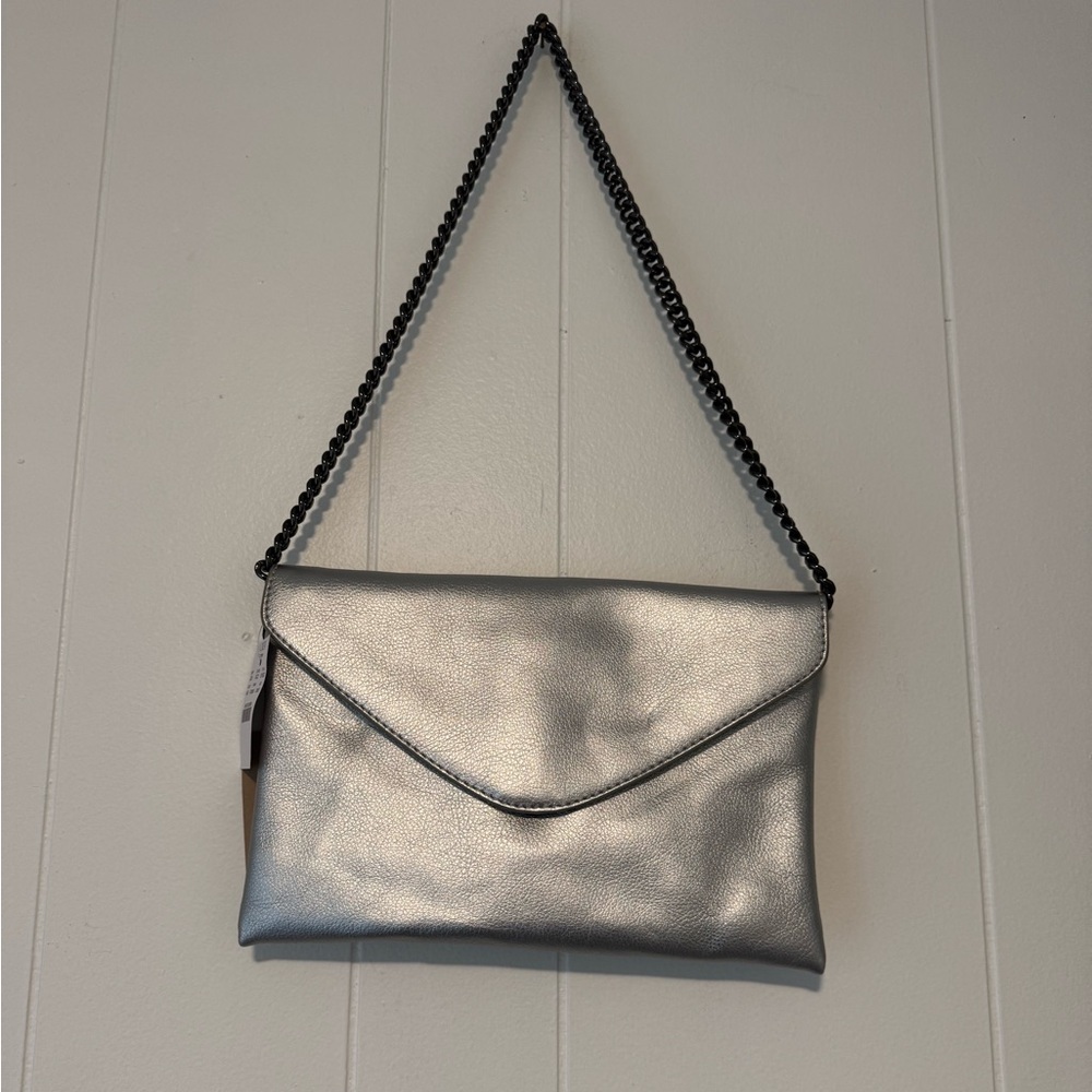J. Crew Silver Leather Shoulder Bag